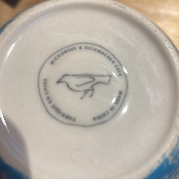 Anthropologie homegrown 12oz monogram floral and birds mug 💙 e is for ev… - Picture 3 of 4